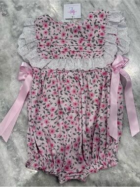 Lillie & Lilah Pink Floral Ruffle Baby One-Piece